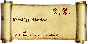 Király Nándor névjegykártya